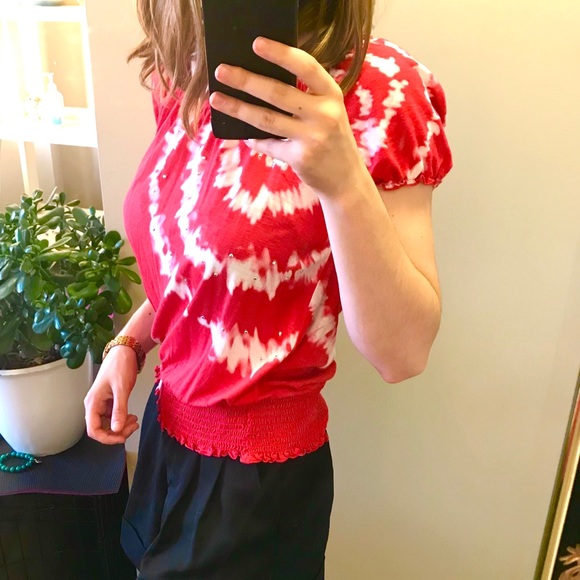 Red & White Twist Dyed Blouse - Picture 7 of 7